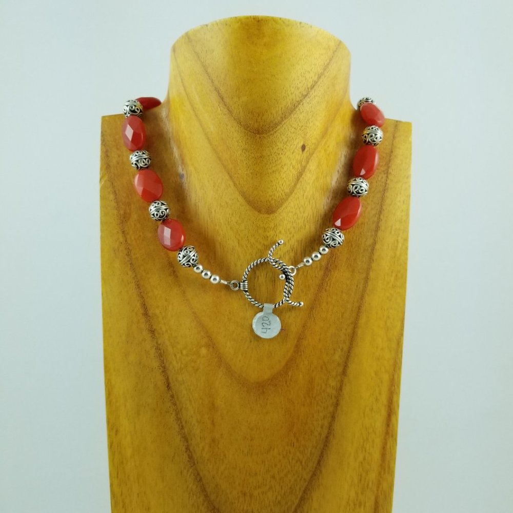 Tibetan Turquoise & Carnelian Butterfly Necklace - Picture 4 of 5